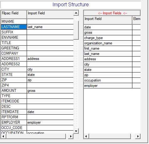 Import field matchup