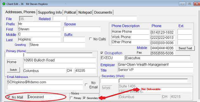 Master File entry screen